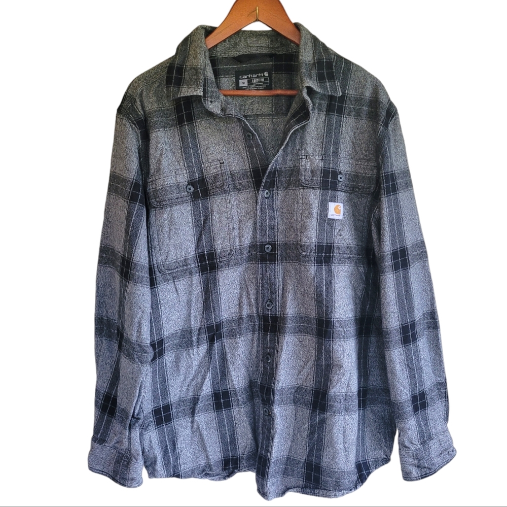 Carhartt Gray Plaid Casual Button Down Shirt